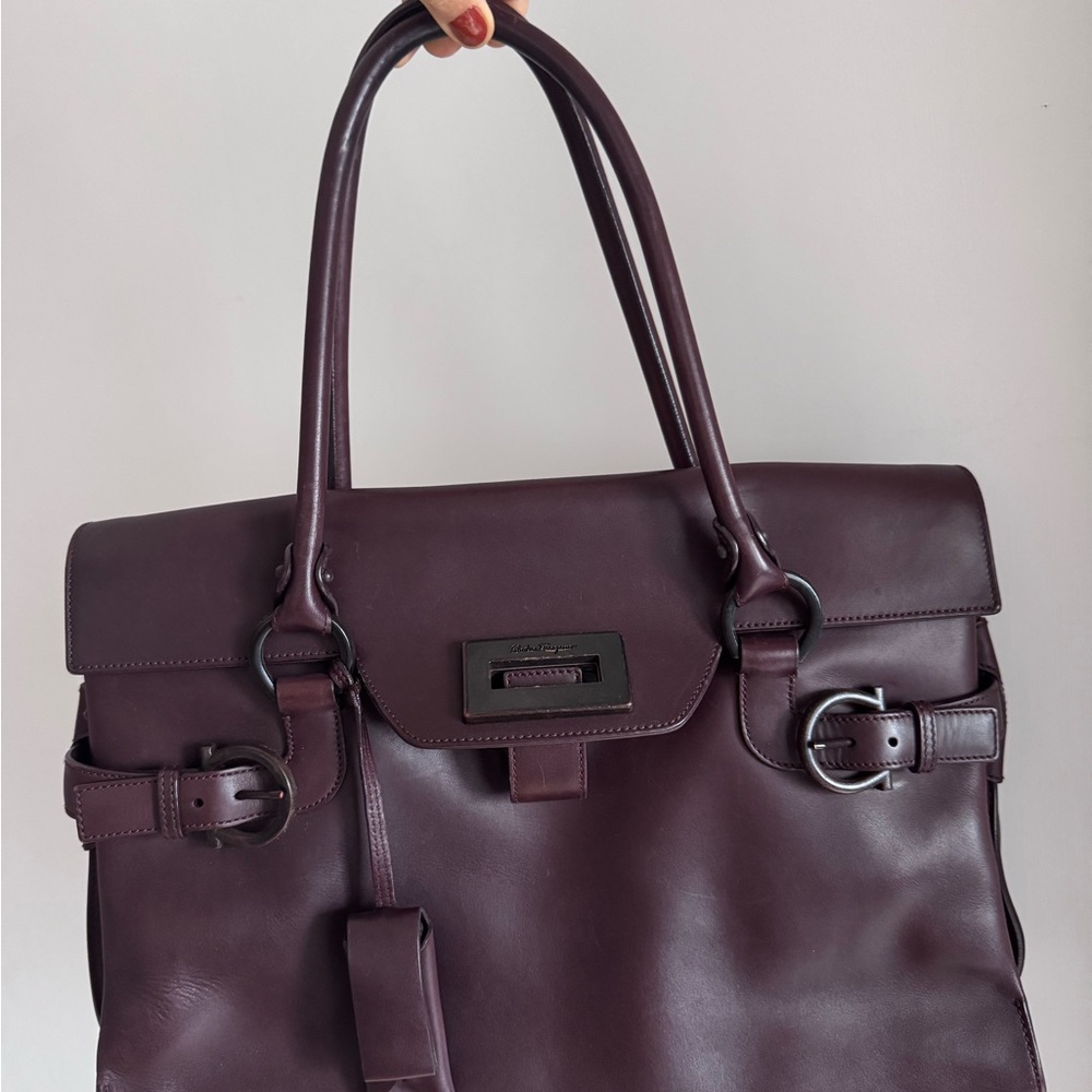 Salvatore Ferragamo Brown/Purple Shoulder Bag